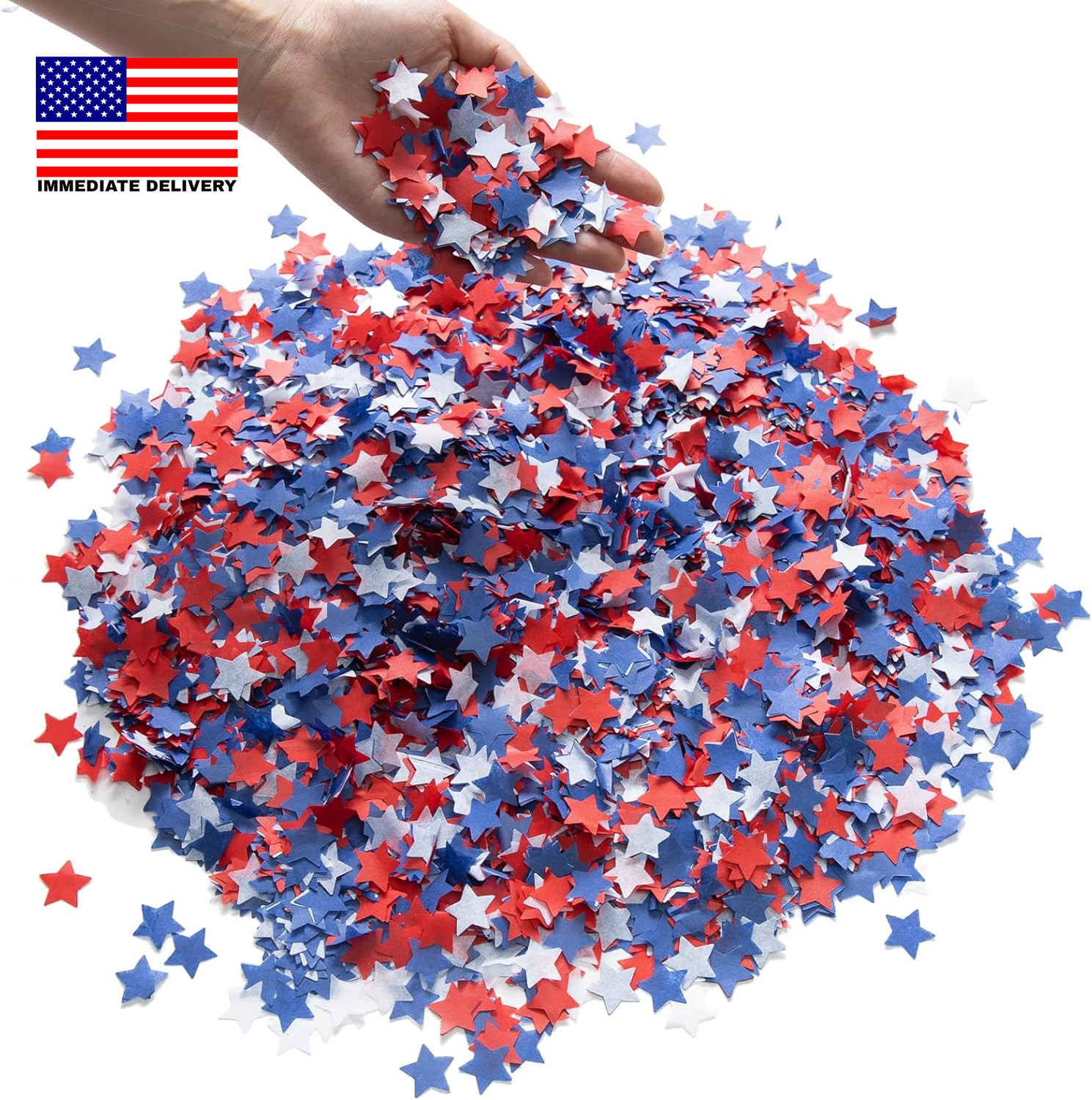 8000Pcs Patriotic Star Confetti Decoration, 4Th of July Blue Red White Paper Sta