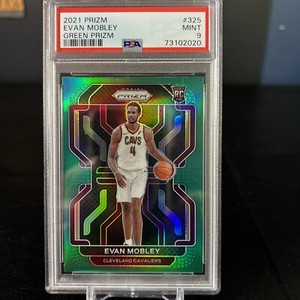 2021-22 Panini Green Prizm #325 Evan Mobley Cavaliers RC Rookie PSA 9 MINT