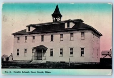 Deer Creek Minnesota Postcard Public School Building Exterior View 1914 Vintage