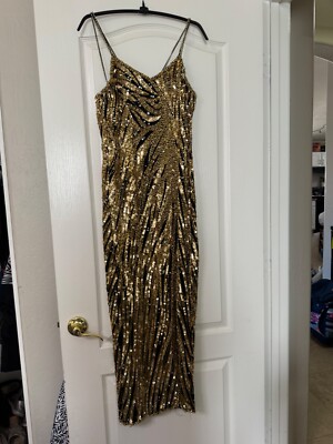 Vintage (Bob Mackie 80's Style), Lillie Rubin Gold Sequin long silk ball  gown, | eBay