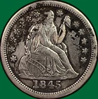 1845 Seated Liberty Dime Extremely Fine XF Coin #43093