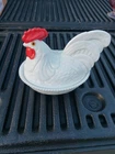 Vintage Westmoreland Milk Glass Rooster on a Nest