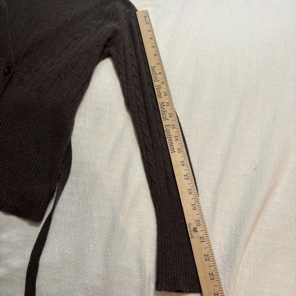 Cárdigan BCBGMAXAZRIA Lana Angora Cable Tejido Marrón Talla S Suave Ligero Carrera Foto 4 de 4
