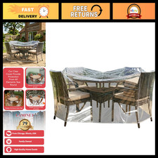 Heavy-Duty Waterproof Round Table Cover - Crystal Clear, 3-Season Protection, Ou