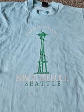 90s Vintage Screen Star Space Needle Seattle Graphic T-Shirt Sz L Single Stitch