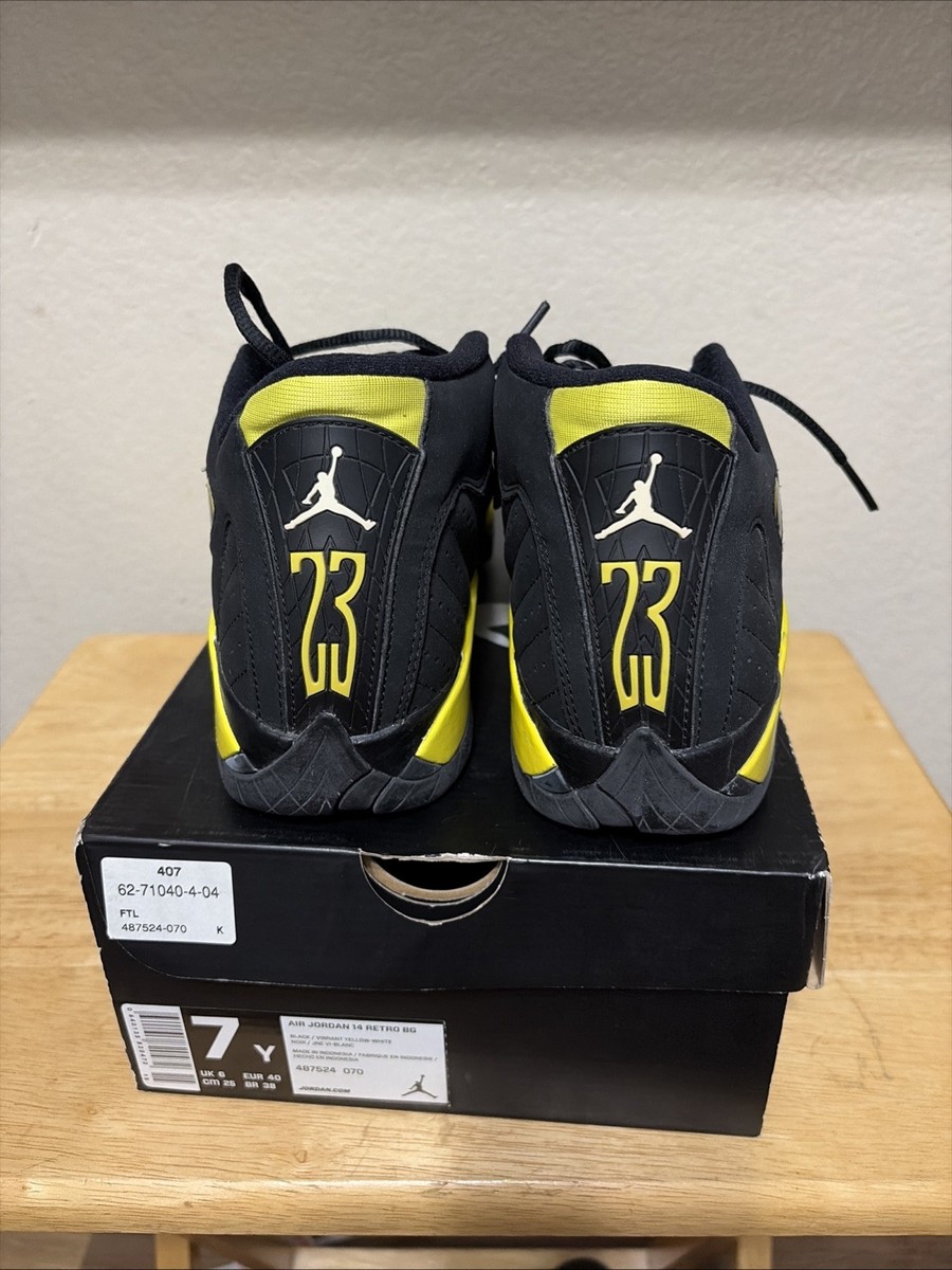 Nike Air Jordan 14 Retro Thunder Black Yellow 487524-070 GS Youth