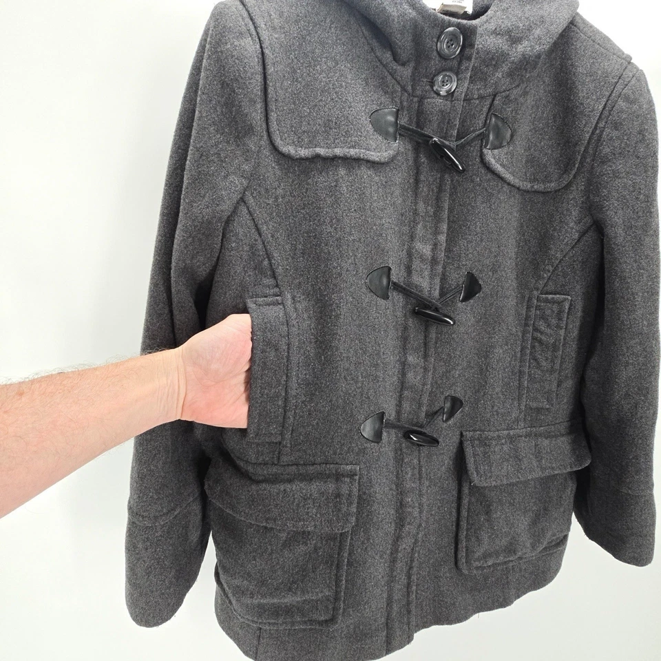 Abrigo de mujer St Johns Bay de lana camel cachemir con botones y cremallera con capucha Guisante XL Foto 4 de 4