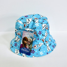 Disney Frozen Kids Olaf Print Bucket Hat Sun Gardening Beach Hat Blue NWT