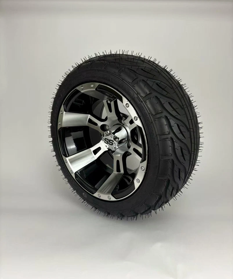 Set of 4 12" Black/ Machined Golf Cart Wheels & 215/35-12 Tires EZGO Yamaha Club Foto 3 de 3