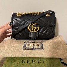 Gucci Marmont Mini Black Leather GG Crossbody...
