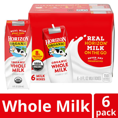 Horizon Organic Shelf Stable Whole Milk Boxes, 8 fl oz, 6 Count ......