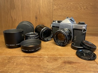 *2 Lens :  Exc+5* Pentax SL Film Camera 55mm 135mm Lens w/ Teleconverter From JP
