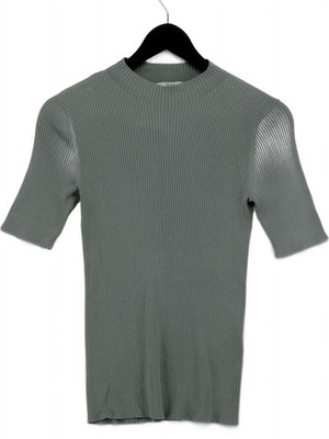 Reiss Damen Top UK 8 Grün Viskose mit Nylon Kurzarm Stehkragen Jersey