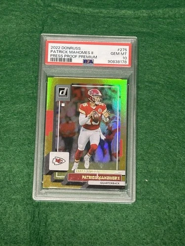 2022 Panini Donruss Patrick Mahomes II #275 Press Proof Premium Gold Holo PSA 10