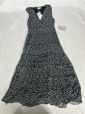 New Max Studio Dress Womens Black Floral Sleeveless Boho Midi Lined Medium NWT