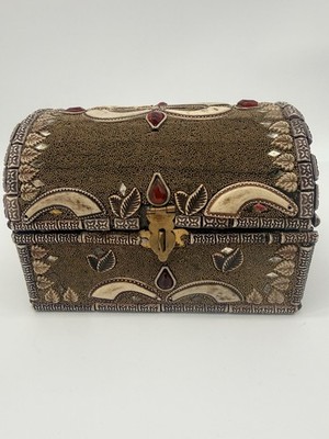 Antique moroccan Wooden  chest Hand Crafted berber Storage box keep safe Treasur