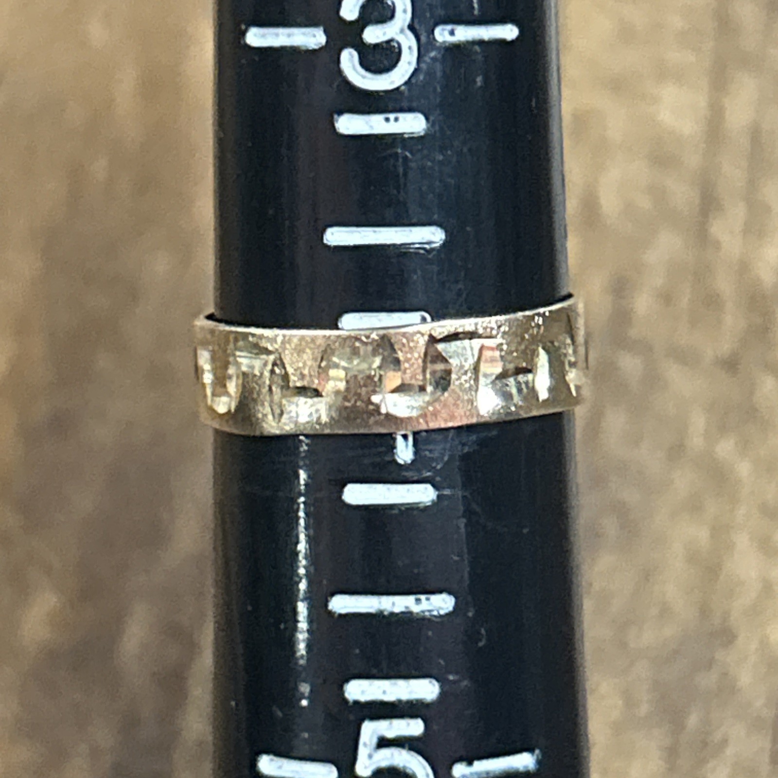 14k Gold Square Zig Zag Pattern Ring/ Toe Ring Sz… - image 4