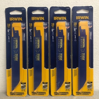 Irwin 372618 WeldTec 6'' Bi-Metal Reciprocating Saw Blade 18 TPI 4Pk-Made in USA