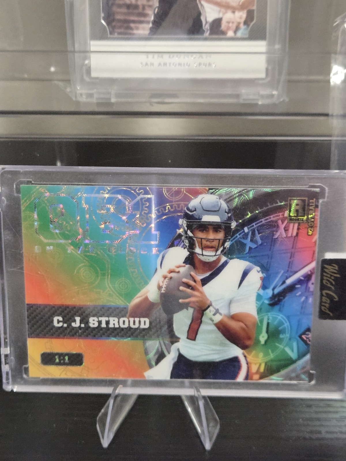 CJ Stroud Wild Card QB1 on the Clock #CS2 Black-Rainbow Foil-Rainbow 1/1