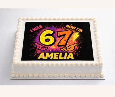 Personalisierter quadratischer 6 7 Glasur Kuchen Topper. Geburtstagstortenaufleger COSTCO