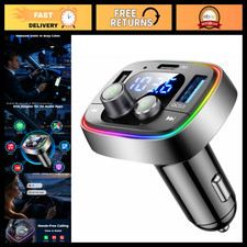 Bluetooth Car Adapter FM Transmitter 5.4, 48W PD/QC Fast Charger, Wireless Audio