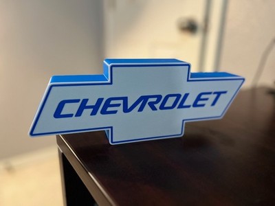 Chevy Logo LED Back lit Light Box Sign Garage Shop Man Cave Decor 3D printed