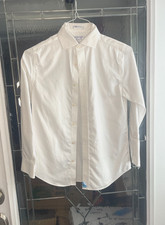 Windsor Boys Dress White Shirt  Size 12 Slim Fit Textured  100% Cotton