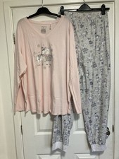*BNWT* Size 18/20 Pink Cotton Rich Top & Fleecy Pants Llama Pyjamas Set