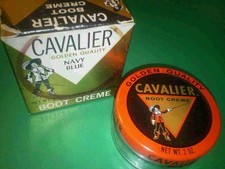 Vtg Cavalier Boot Creme Glass Jar Shoe Polish Kiwi Company