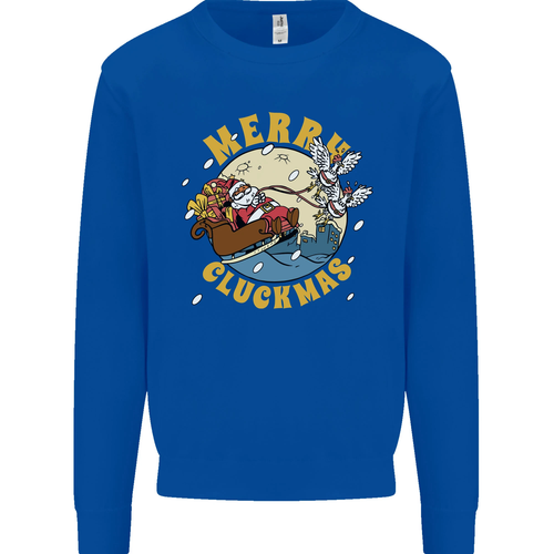 Funny Chickens Merry Cluckmas Kids Sweatshirt Jumper - Picture 40 of 97