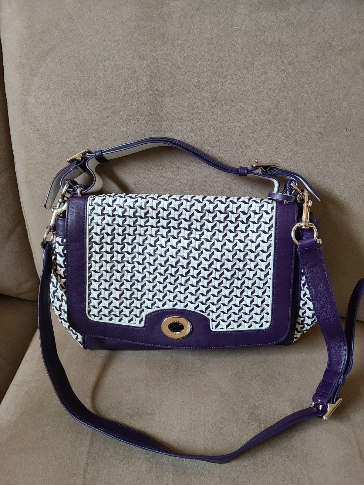 Coach Caning Woven Legacy Marine Crossbody Purse