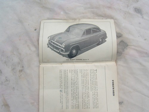 MORRIS OXFORD SERIES 11 SECOND EDITION OPERATION MANUAL.1954/55 - Picture 2 of 4