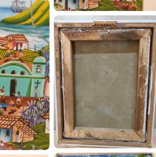 MASTERPIECE "Painting on Canvas" Beautiful Scene in Mexico Children at School - Picture 4 of 4