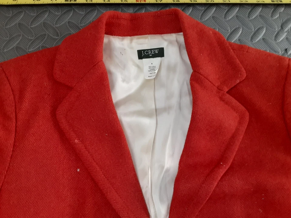Blazer escolar J.crew talla 4 lana naranja lisa botón dorado para mujer #S157 Foto 3 de 4