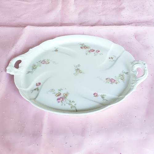 Antique PH Leonard Vienna Austria Serving Platter Lovely Pink Roses Ornate