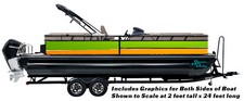 Orange Green Wavy Silver Line Graphic Wrap Decal Vinyl Fishing Bass Pontoon Boat
