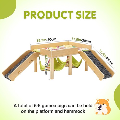 Chic Wooden Guinea Pig Hammock with Stairs & Double-Sided Comfort 15.7 x 11.8 - Picture 8 of 8