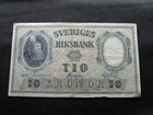 old world currency note Sweden 10 kronor 1958 P43 "King Gustav I"