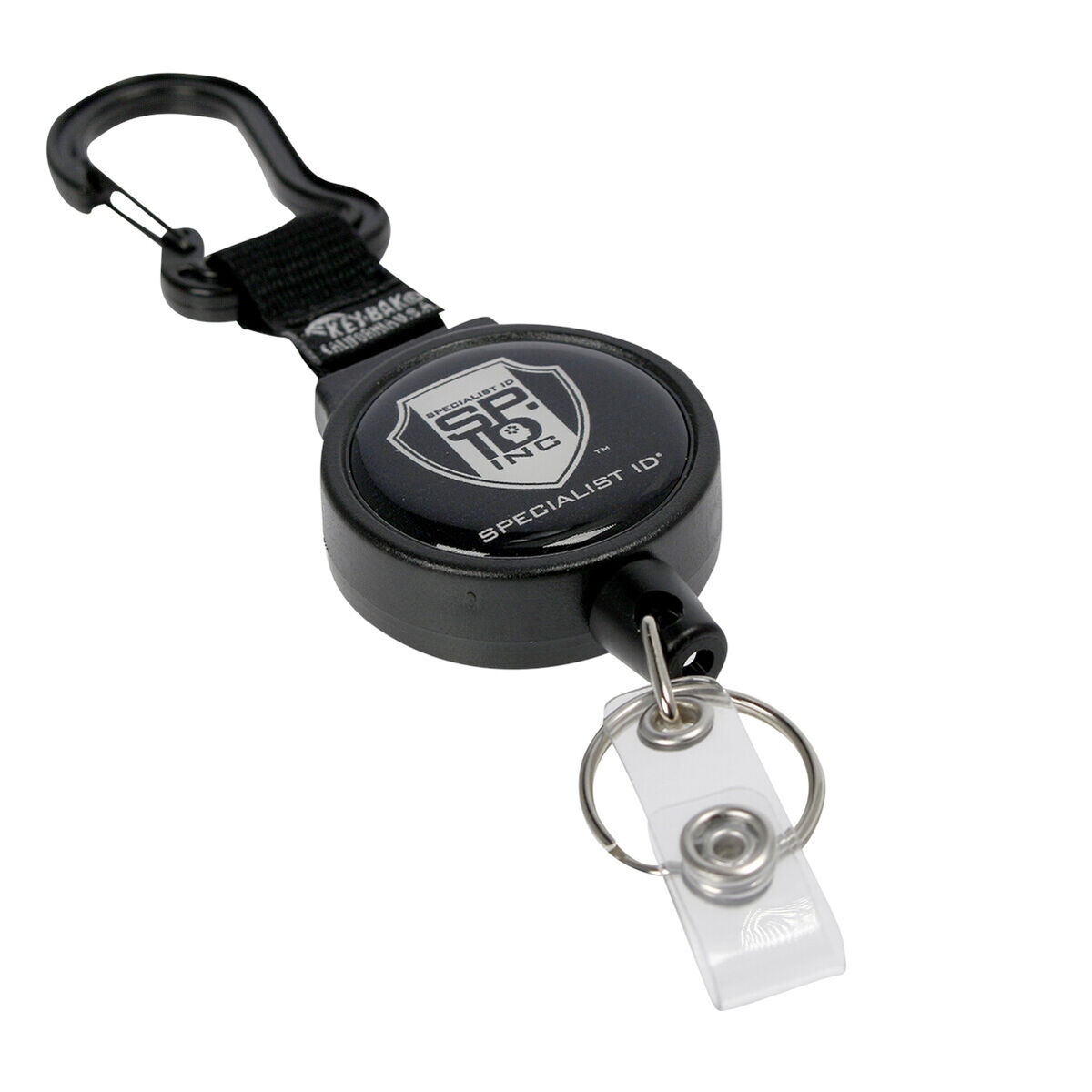 Clear Sidekick Retractable Carabiner Keychain with Color Cord and ID Badge  Strap That Holds Up to 5 Keys and ID Badge