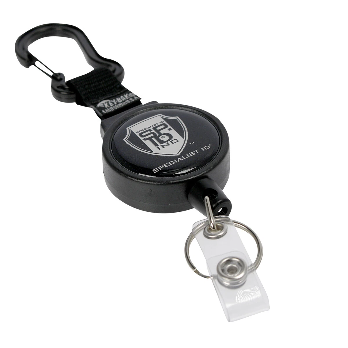 Promotional Round Retractable Badge Holder with Carabiner and Pen