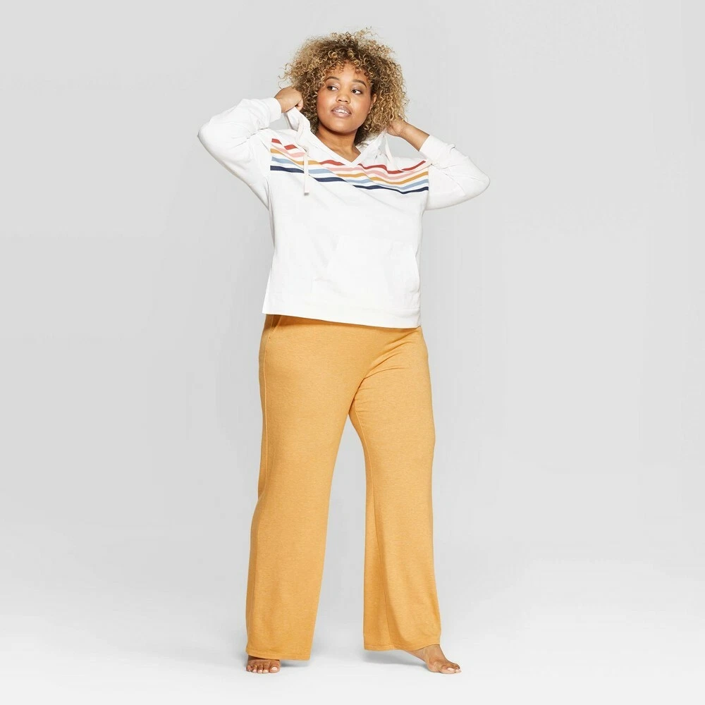 Women's Plus Size Striped Lounge Sleep Sweatshirt - Colsie White