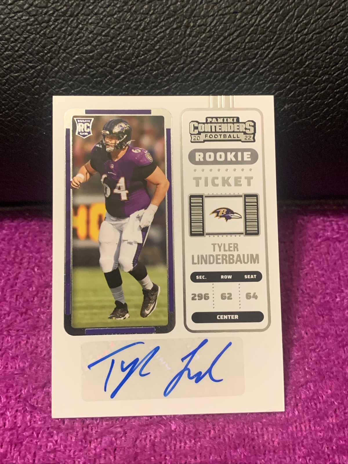 2022 PANINI CONTENDERS TYLER LINDERBAUM #155 ROOKIE TICKET AUTO AUTOGRAPH RAVENS