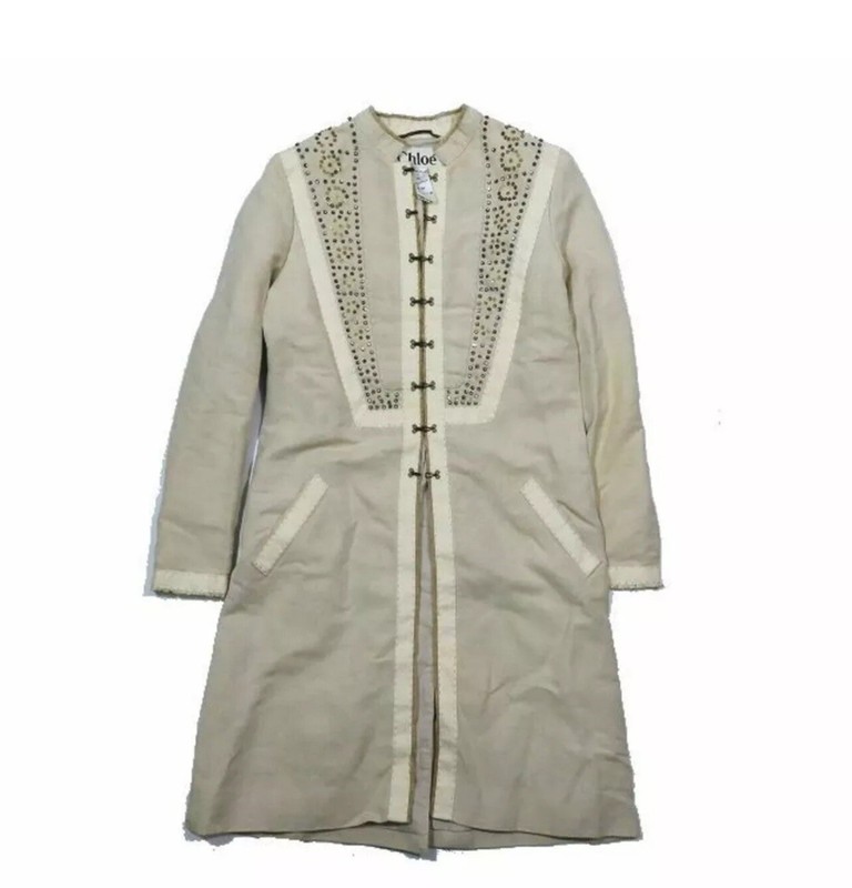PHOEBE PHILO SPRING 2005 LINEN ORNATE STUDDED COAT JACKET NWOTGS SZ F40