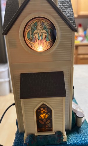 Avon Christmas Angel Music Clock Light Staind Glass Church PARTIALLY WORKS*VIDEO - Picture 7 of 9