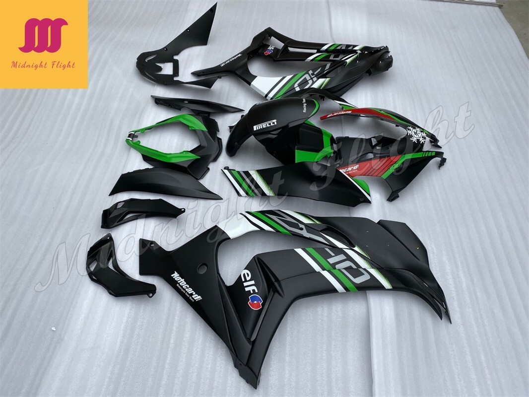 16日 にんにん Fairing Kit for 2016-2020 Kawasaki Ninja ZX10R Black Green ABS