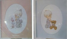Paragon Precious Moments Stitchery Kit w mat God Loves Me LOT OF 2 BOY GIRL
