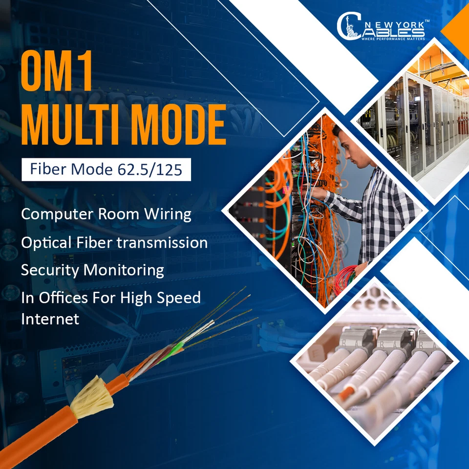OM1 LC to LC Fiber Optic Patch Cable 62.5/125 Multimode Duplex Orange SC ST 1M - Image 4 of 4