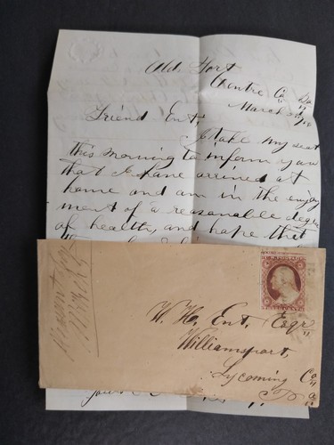 Pennsylvania: Pleasant Gap (#1) 1856 #11 Cover + Letter Headed Old Fort