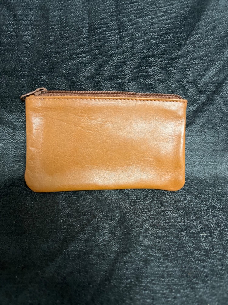 Paris Genuine leather small coin pouch Camel color