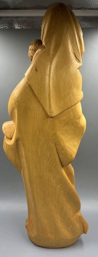 Figura Grande Madera Tallada Virgen Santa Madre María con Jesús Niño 50 cm - Imagen 7 de 10
